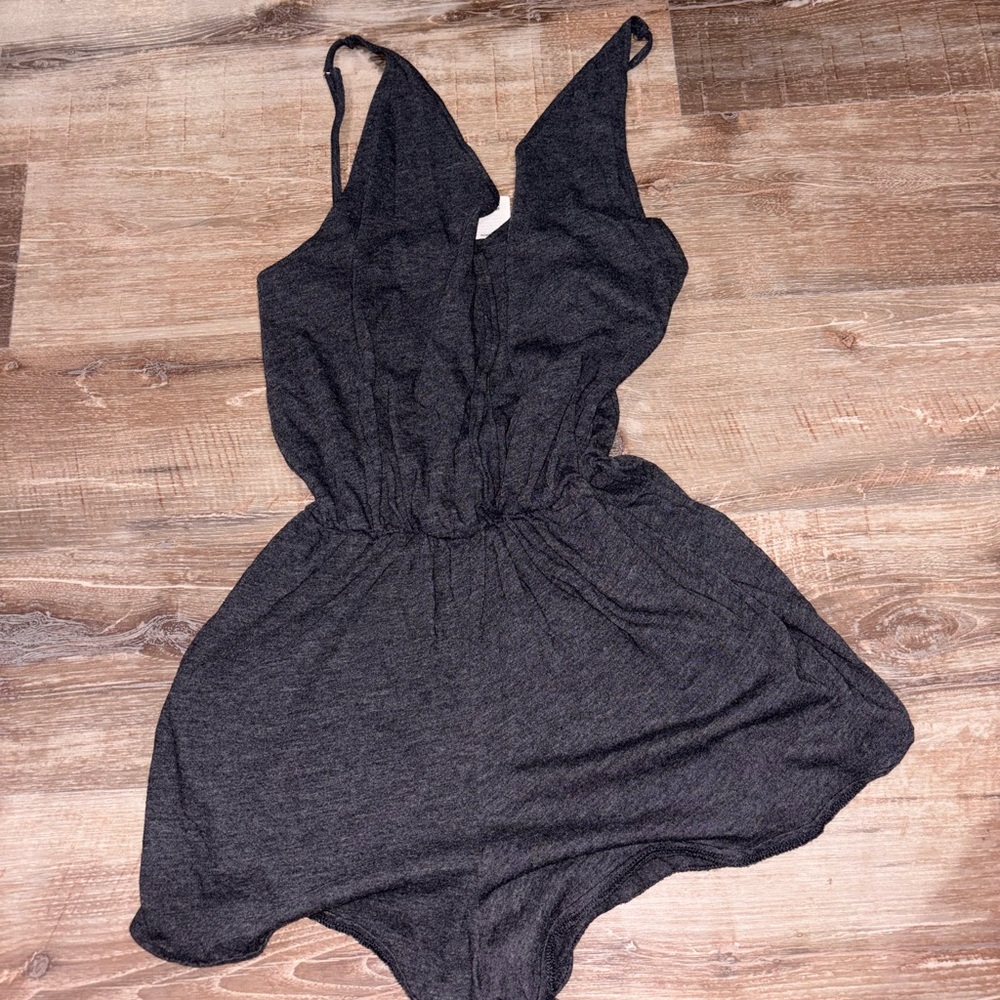 PINK Victoria's Secret Charcoal Gray Sleeveless Romper